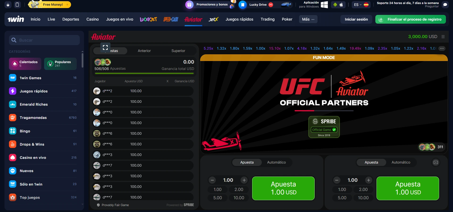 aviator 1win gameplay start